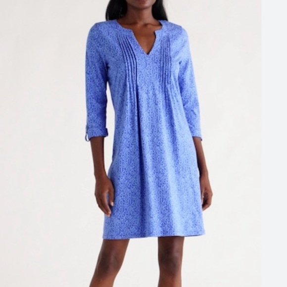 Lilly Pulitzer Fairfax 3/4 Sleeve Dress Alba Blue Easy Peasy Pintucks Tunic XS - Picture 1 of 12